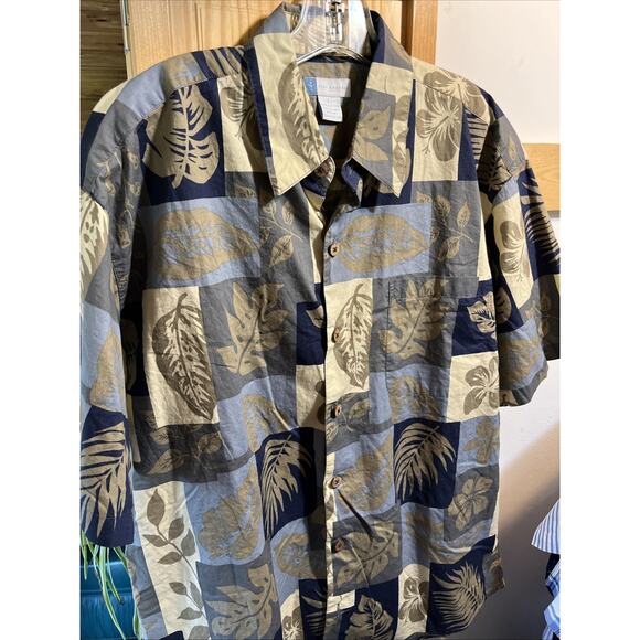 Half Moon Bay Shirt Men's Size Large Button Up Short Sleeve Leaf Print - Picture 2 of 9